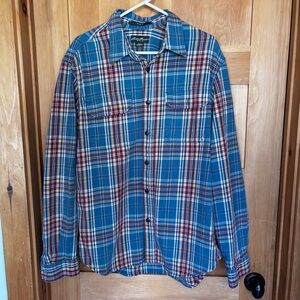 Eddie Bauer Blue and Red Plaid Button-Down Shirt